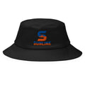 Sunline Bucket Hat in Black, embroidered teal and orange Sunline split-S sun logo, Central Florida streetwear bucket hat