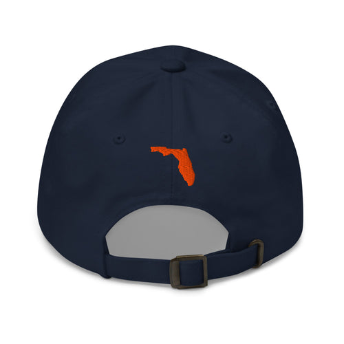 Back view of the Sunline 407 Collegiate Dad Cap in Navy: Florida outline embroidered above the strap
