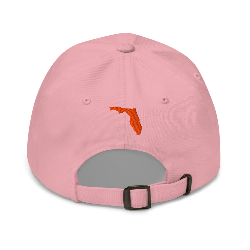 Back view of the Sunline Dad Cap Sunset in Pink: Florida outline embroidered above the strap