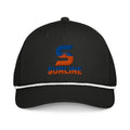 Sunline Rope Cap in Black/White, embroidered teal and orange Sunline split-S sun logo, Central Florida streetwear rope cap
