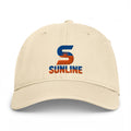 Sunline Coastal Washed Cap in Ivory, embroidered teal and orange Sunline split-S sun logo, Central Florida streetwear dad cap