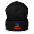 Sunline Beanie in Black, embroidered teal and orange Sunline split-S sun logo, Central Florida streetwear beanie