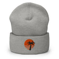 Sunline Palm Sun Beanie in Heather Grey, embroidered Sunline Palm Sun logo, Central Florida streetwear beanie