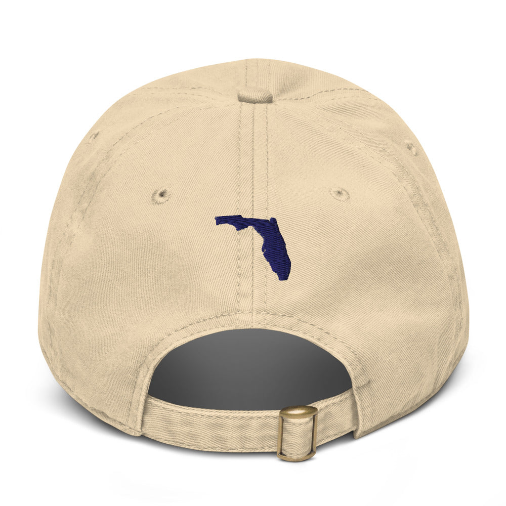 Back view of the Sunline FLA Badge Washed Cap in Khaki: Florida outline embroidered above the strap