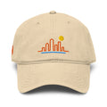 Sunline Orlando Skyline Washed Cap in Khaki, front view with embroidered Orlando Skyline design