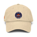 Sunline FLA Badge Washed Cap in Khaki, front view with embroidered FLA Badge design