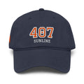 Sunline 407 Collegiate Washed Cap in Navy, front view with embroidered 407 Collegiate design