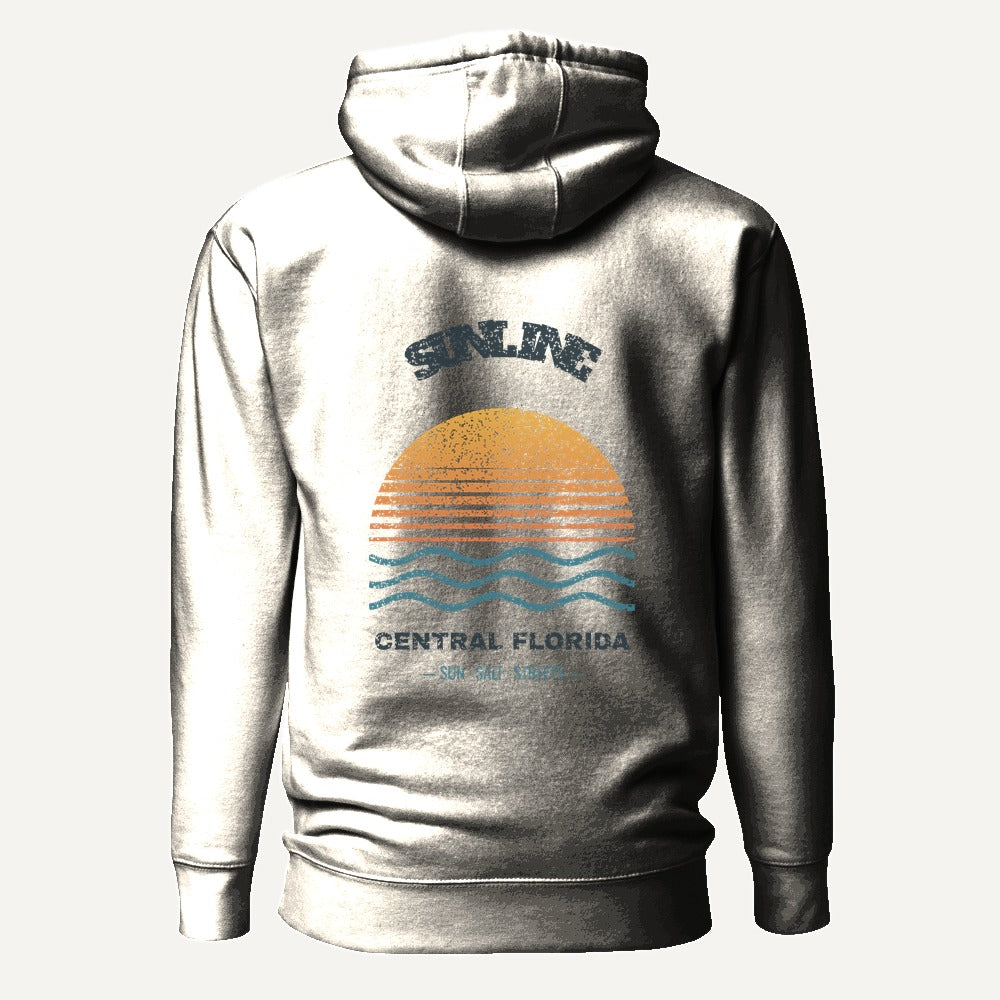 Sunline Sun-Faded Waves Hoodie in Bone, back view, Sunline Central Florida streetwear hoodie