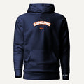 Sunline Varsity Arch Hoodie in Navy, front view, Sunline Central Florida streetwear hoodie