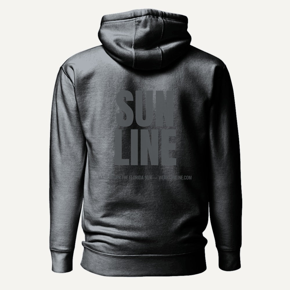 Sunline Tonal Minimal Hoodie in Carbon Grey, back view, Sunline Central Florida streetwear hoodie