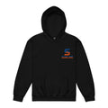 Sunline Youth Hoodie in Black, embroidered teal and orange Sunline split-S sun logo, Central Florida streetwear hoodie
