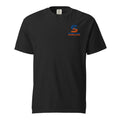 Sunline Heavyweight Tee in Black, embroidered teal and orange Sunline split-S sun logo, Central Florida streetwear t-shirt