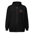 Sunline Zip Hoodie in Black, embroidered teal and orange Sunline split-S sun logo, Central Florida streetwear hoodie