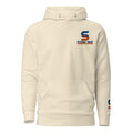 Sunline Wrist Hit Hoodie in Bone, embroidered teal and orange Sunline split-S sun logo, Central Florida streetwear hoodie