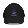 Sunline Youth Cap in Black, embroidered teal and orange Sunline split-S sun logo, Central Florida streetwear youth cap